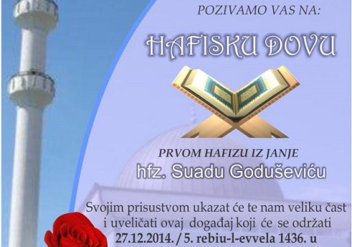 Hafiska dova prvom hafizu Janje Suadu Goduševiću 27.12.2014.